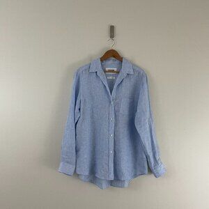 Grayson The Hero Blue Linen Button Down Shirt Size Large (04)